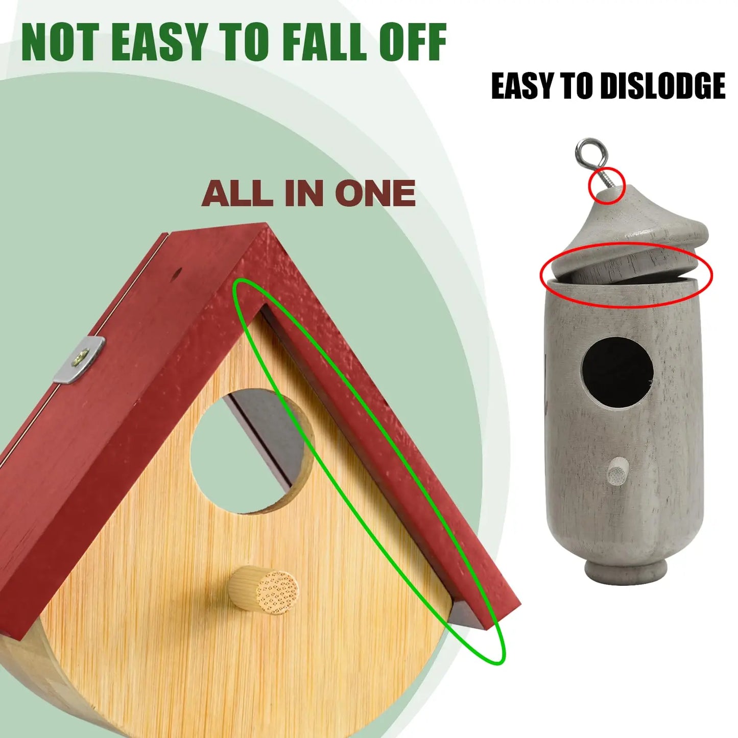 2-Pack Wooden Hummingbird Houses with Viewing Window for Outdoor Nesting and Garden Décor