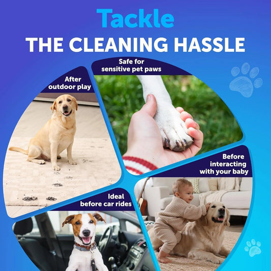 Paw Cleaner for Dogs Silicone Brush and 5Fl Oz No Rinse Foaming Cleanser