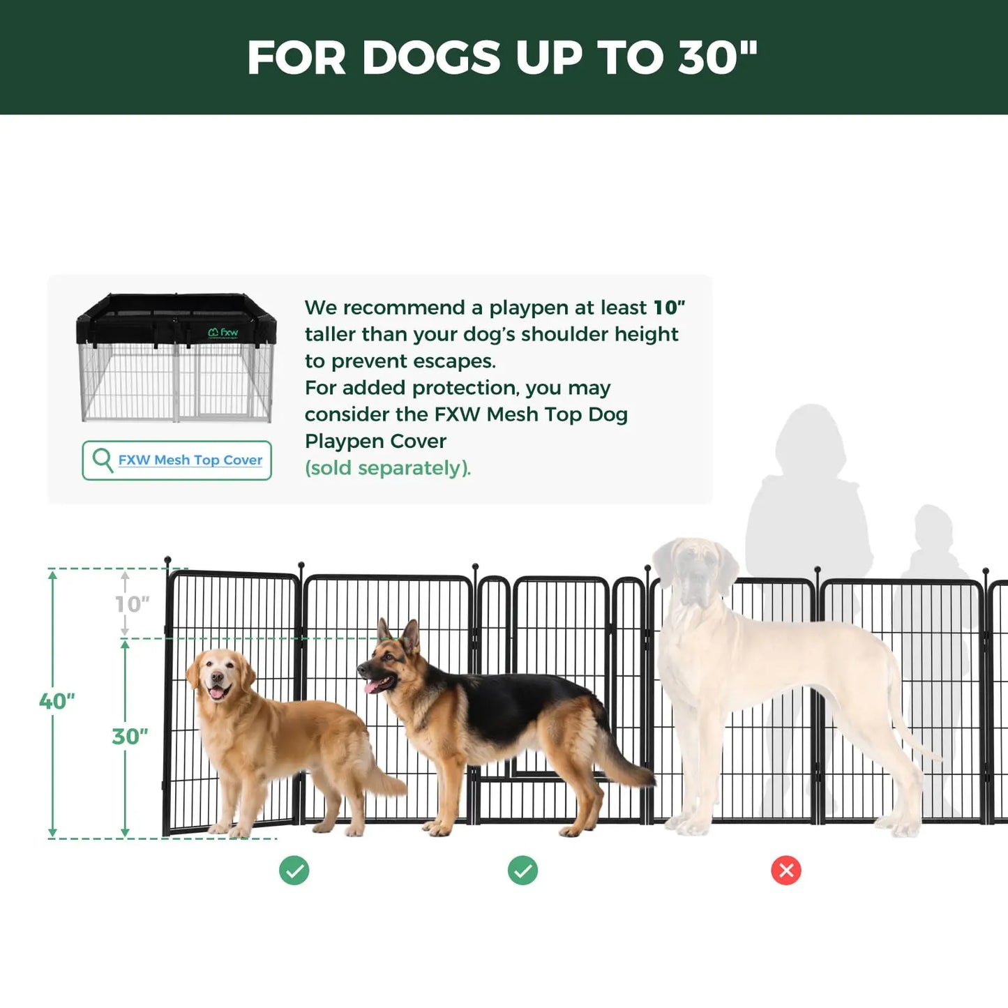 Premium Heavy-Duty Dog Playpen for Indoor & Outdoor Use | 8 or 16 Panels | 40", 45", or 50" Heights