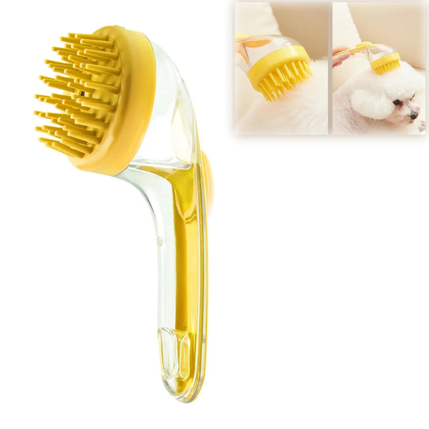 1Pc Pet Bath Brush Soft Silicone Long Handle with Shampoo Dispenser Gentle Massage for Grooming and Cleaning Fur and Hair