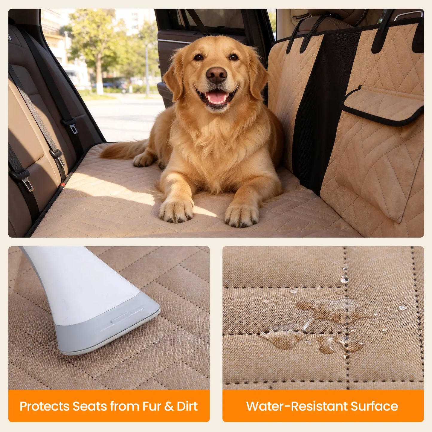 VALUXE Waterproof Dog Car Seat Cover for Large Dogs, Full Back Seat Protector, Foldable and Non-Slip Design