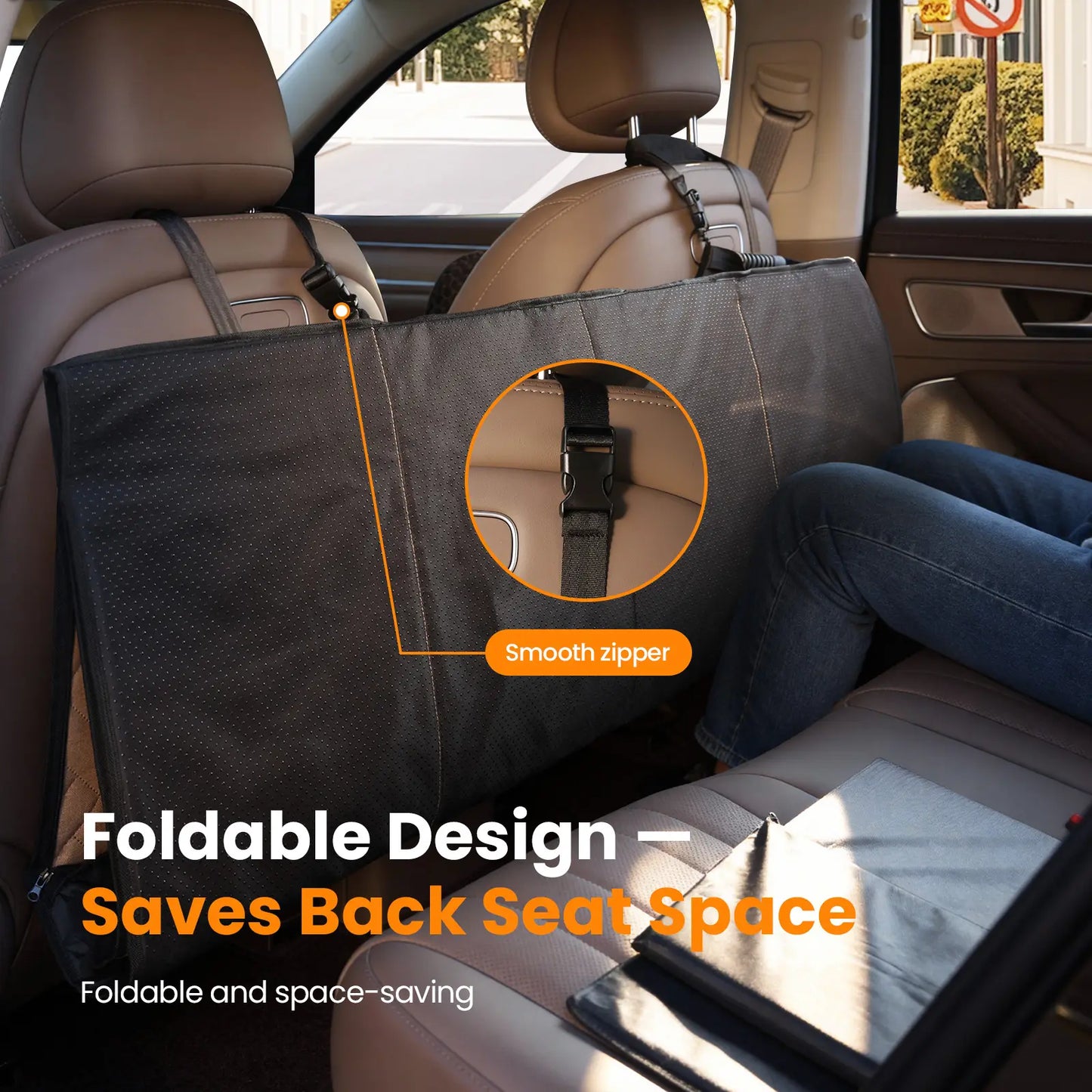 VALUXE Waterproof Dog Car Seat Cover for Large Dogs, Full Back Seat Protector, Foldable and Non-Slip Design