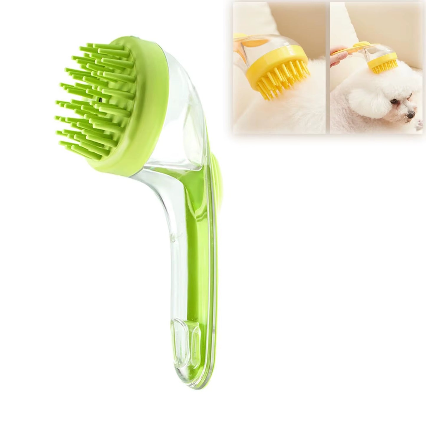 1Pc Pet Bath Brush Soft Silicone Long Handle with Shampoo Dispenser Gentle Massage for Grooming and Cleaning Fur and Hair