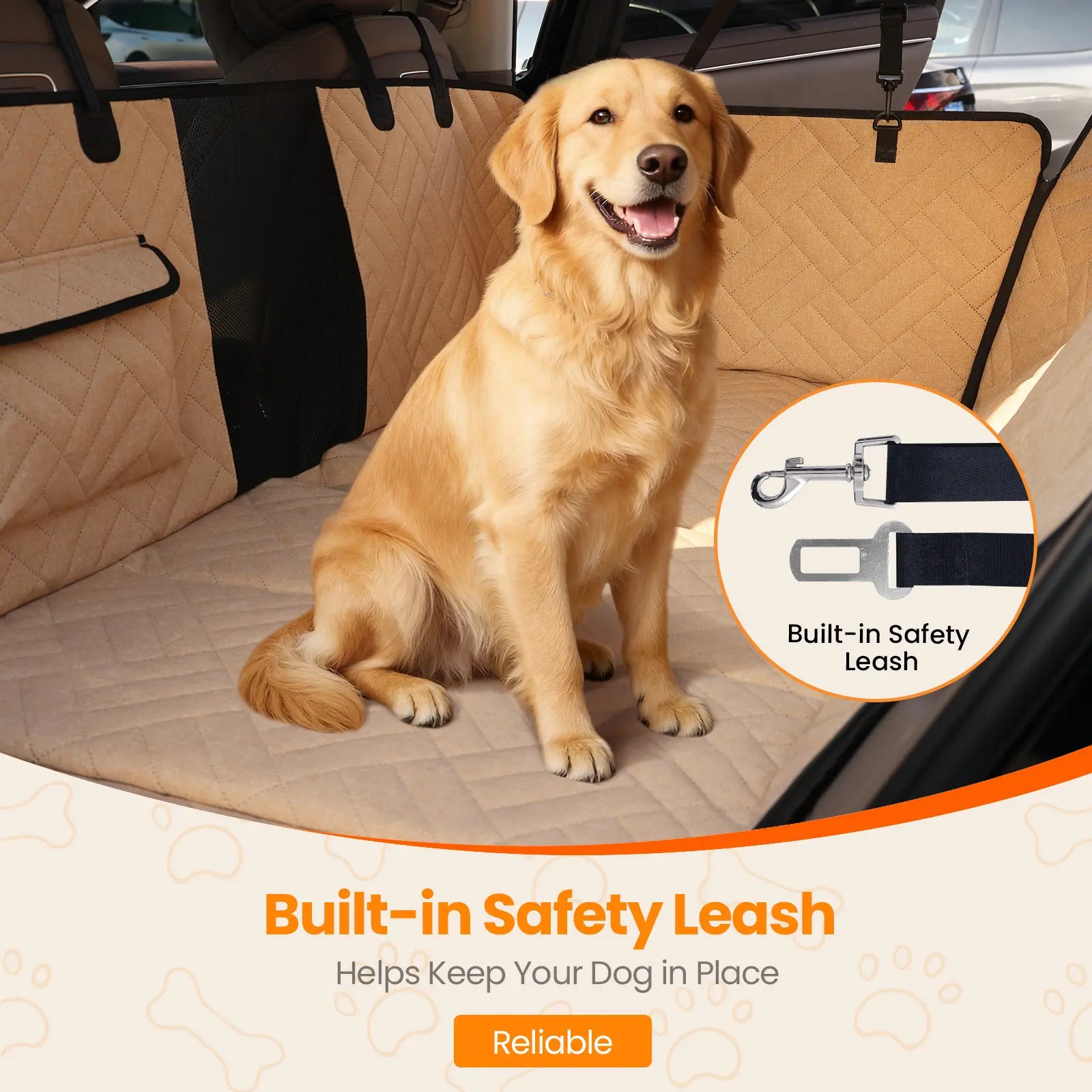 VALUXE Waterproof Dog Car Seat Cover for Large Dogs, Full Back Seat Protector, Foldable and Non-Slip Design