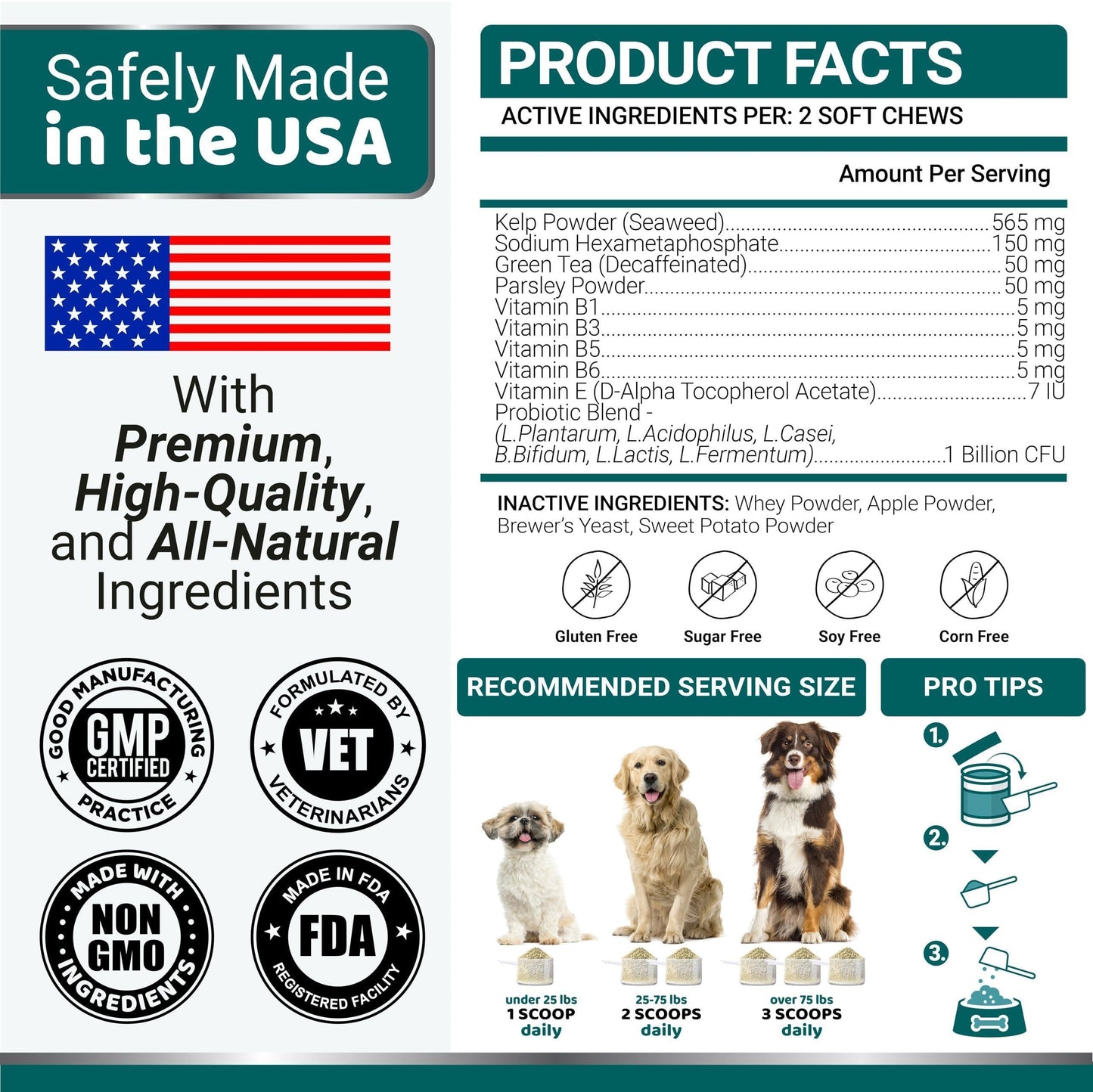Dog Dental Powder Breath Freshener Dog Teeth Cleaning Powder Tartar and Plaque off Remover for Dogs Probiotics Multivitamin Blend Pet Oral Care Vitamins and Supplements All Breeds & Sizes