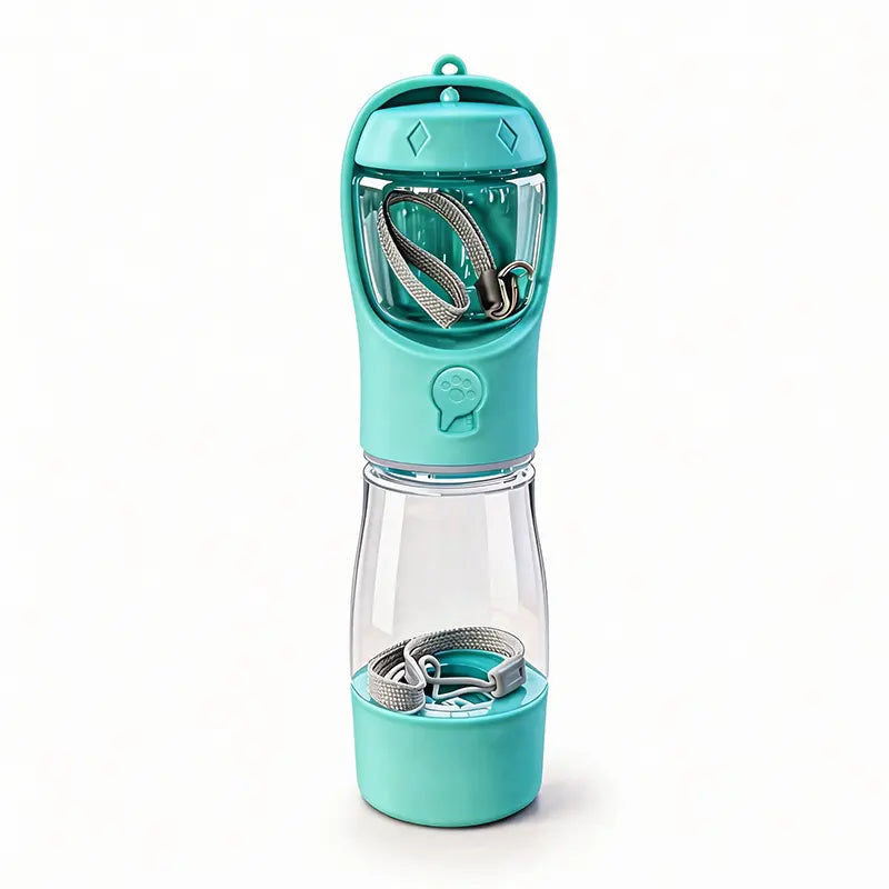 3-in-1 Portable Pet Water Bottle, 20 oz Leak-Proof Dog Water Dispenser with Built-In Poop Bag Holder for Travel and Outdoor Adventures