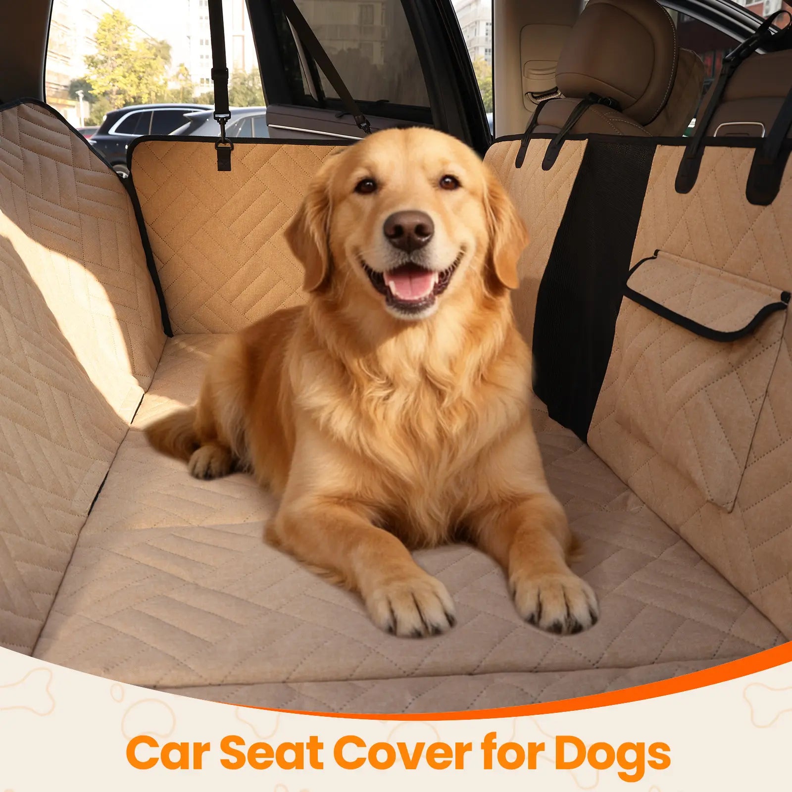 VALUXE Waterproof Dog Car Seat Cover for Large Dogs, Full Back Seat Protector, Foldable and Non-Slip Design